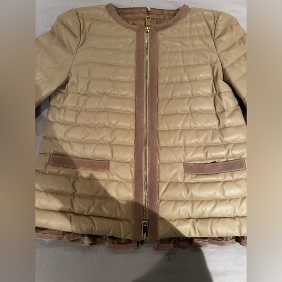 Moncler Pink Quilted Leather Down Jacket Size 0, Like New - Picture 1 of 11